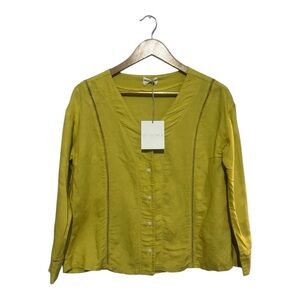Mus & Bombon Barcelona Marshall Linen Blend Top Women's XS V Neck Buttons NWT